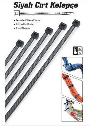 Cırt Kelepçe 4.8x450mm 100 Adet Siyah 4.8x45cm