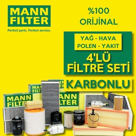 Volvo V40 1.6 D Mann-Filter Filtre Bakım Seti 2012-2015 4Lü Kar 553116516