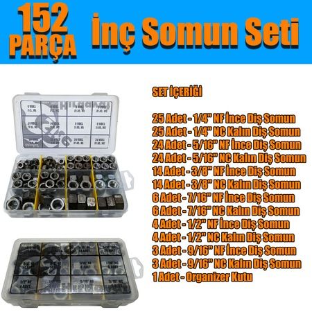 152 Parça Inç Somun Seti