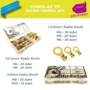 250 Parça Izolesiz Yuvarlak Tip Kablo Ucu Seti