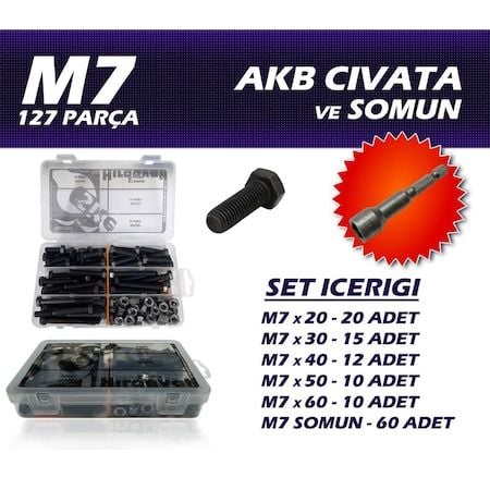 127 Parça M7 Akb Civata Seti + 11 Somun Adaptörü