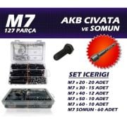 127 Parça M7 Akb Civata Seti + 11 Somun Adaptörü