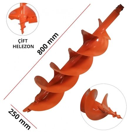 Toprak Burgu Makinası Çift Helezon Yedek Delme Burgusu Çap 250 M