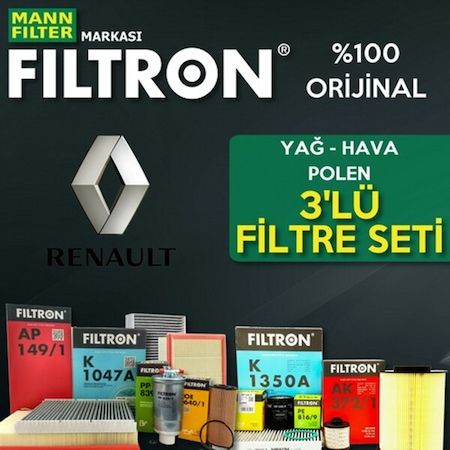 Renault Megane 2 1.6 16V Mann Filtron Filtre Bakım Seti 2003-2009 (495302946)