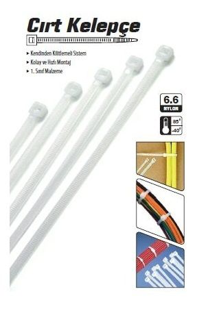 Cırt Kelepçe 4.8x250mm 100 Adet Beyaz 4.8x25cm