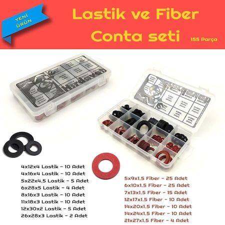 Kauçuk ve Fiber Conta Seti, 155 Parça