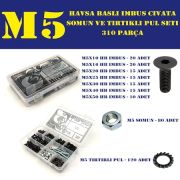 310 Parça M5 Havşa Baş Imbus Civata Somun ve Pul Seti