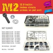 M2 Imbus 12.9 Civata Somun ve Pul Seti - 340 Parça