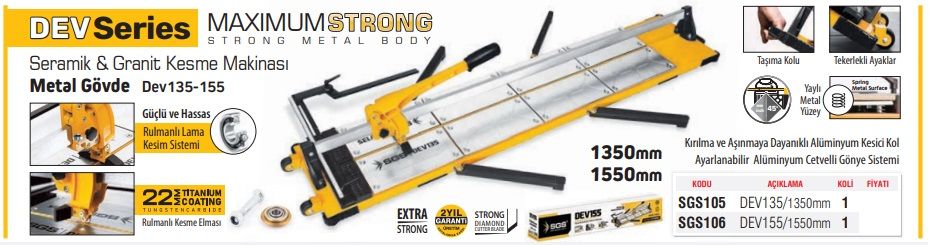 SGS SERAMİK GRANİT KESME MAKİNASI DEV 135 CM  SGS 105