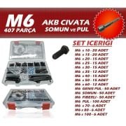 407 Parça M6 Akb Civata Seti + 8 Somun Adaptörü