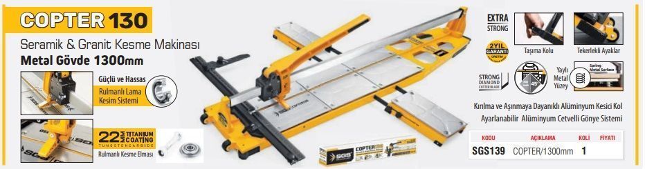 SGS SERAMİK GRANİT KESME MAKİNASI LONG 120 CM SGS 111