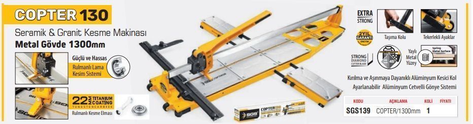 SGS SERAMİK GRANİT KESME MAKİNASI LONG 160 CM SGS 112
