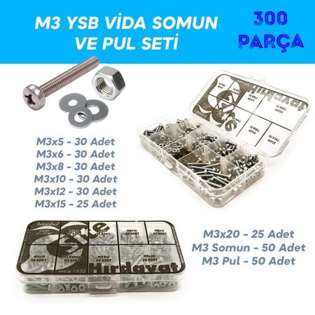 M3 Ysb Vida Somun ve Pul Seti - Hesaplı Paket 300 Parça