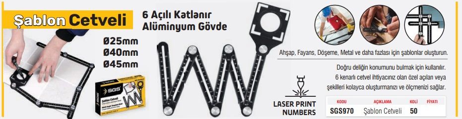 ŞABLON CETVELİ SGS 970