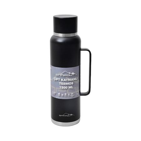 Nurgaz Campout Çift Katmanlı Termos 1500 ML Siyah