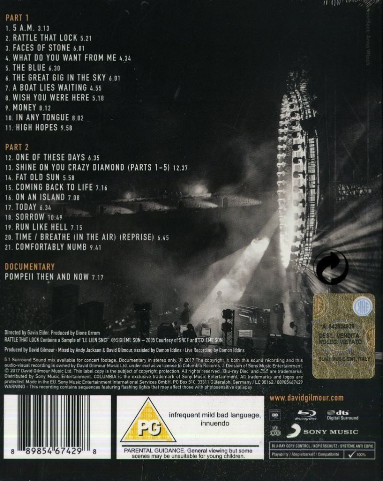 DAVID GILMOUR - LIVE AT POMPEII (BLU-RAY)