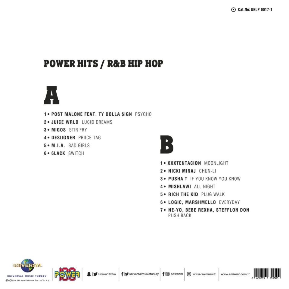 POWER HITS R&B HIP HOP - VARIOUS ARTISTS (LP)