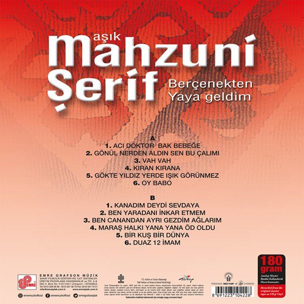 AŞIK MAHZUNİ ŞERİF - BERÇENEKTEN YAYA GELDİM (LP)