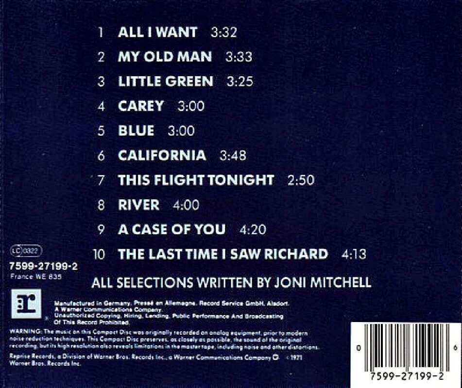 JONI MITCHELL - BLUE (CD) (1987)