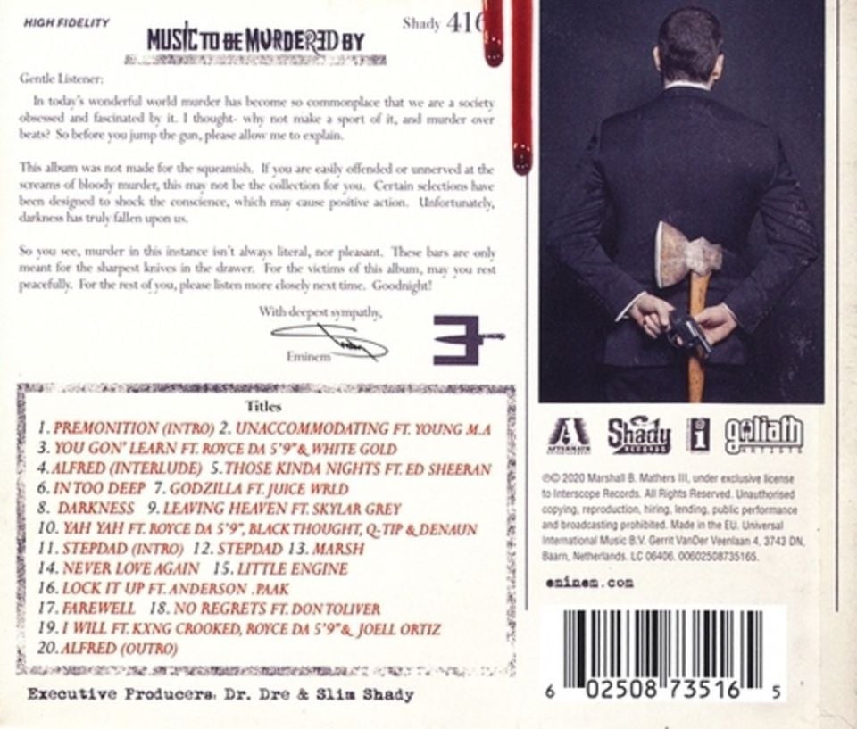 EMINEM - MUSIC TO BE MURDERED BY