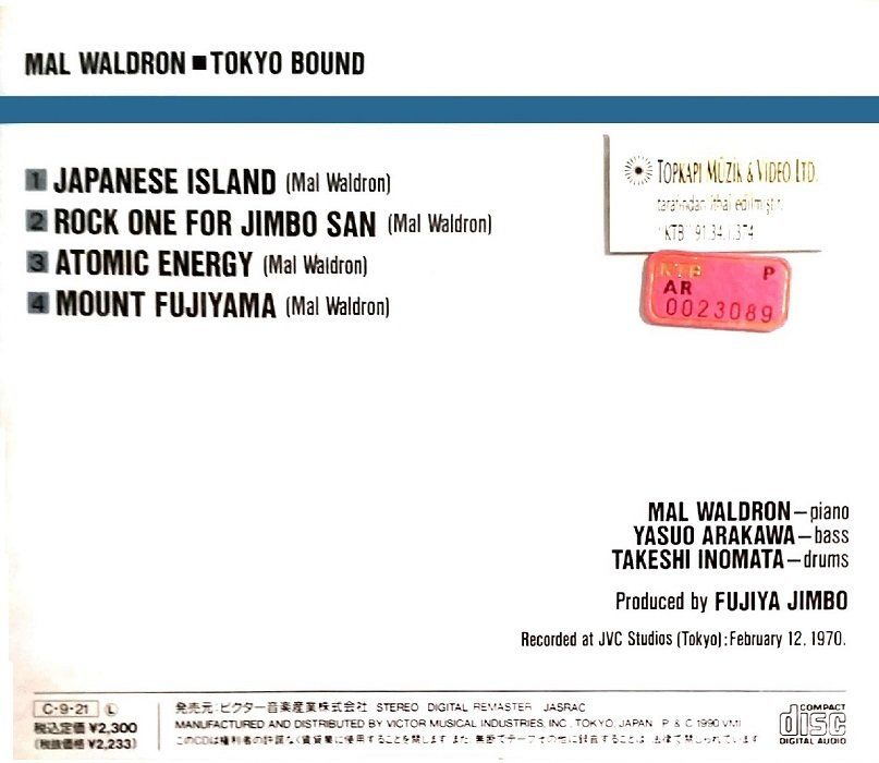 MAL WALDRON - TOKYO BOUND (CD) (1990)
