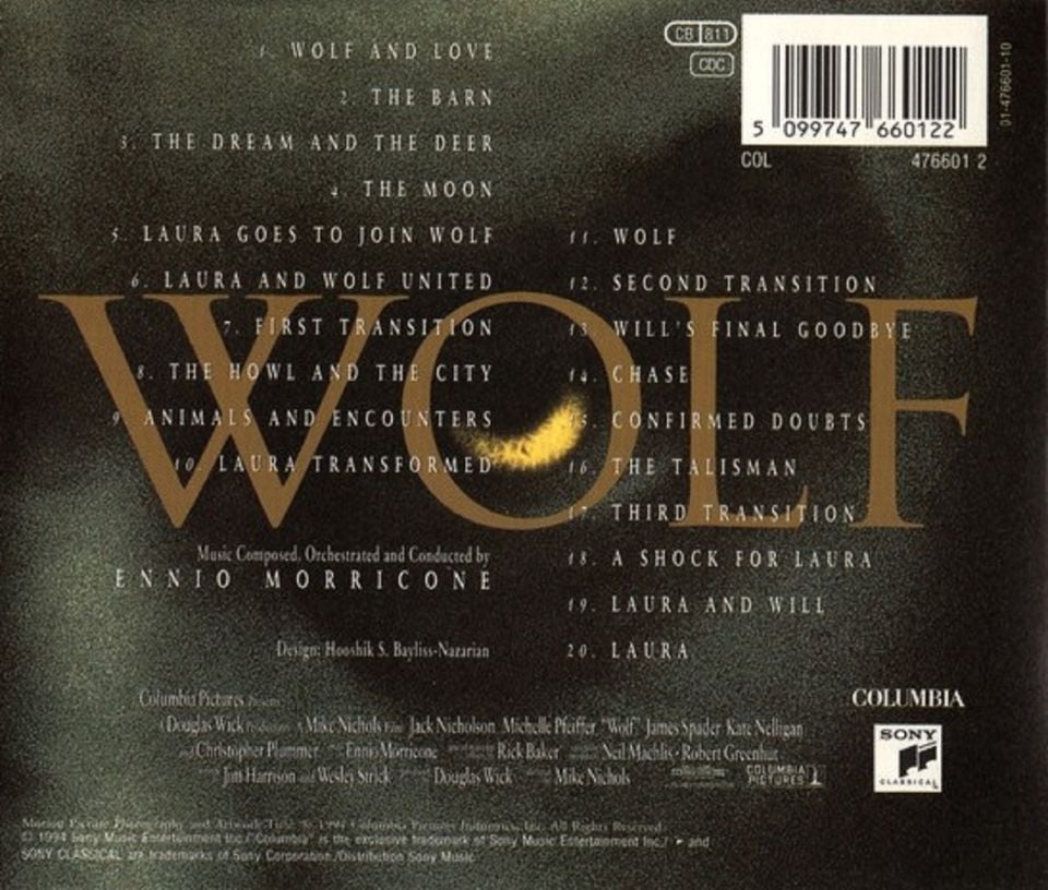 WOLF (MUSIC BY ENNIO MORRICONE) - SOUNDTRACK  (CD) (1994)