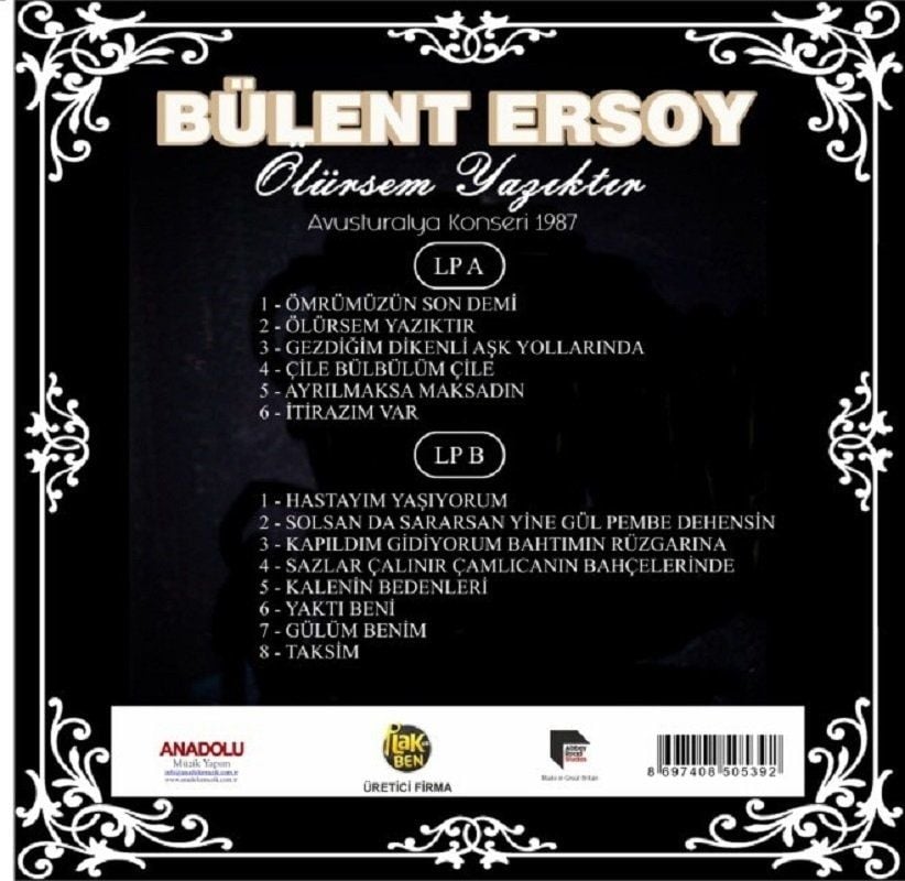 BÜLENT ERSOY - ÖLÜRSEM YAZIKTIR (AVUSTURYA KONSER KAYITLARI-1987) (LP)