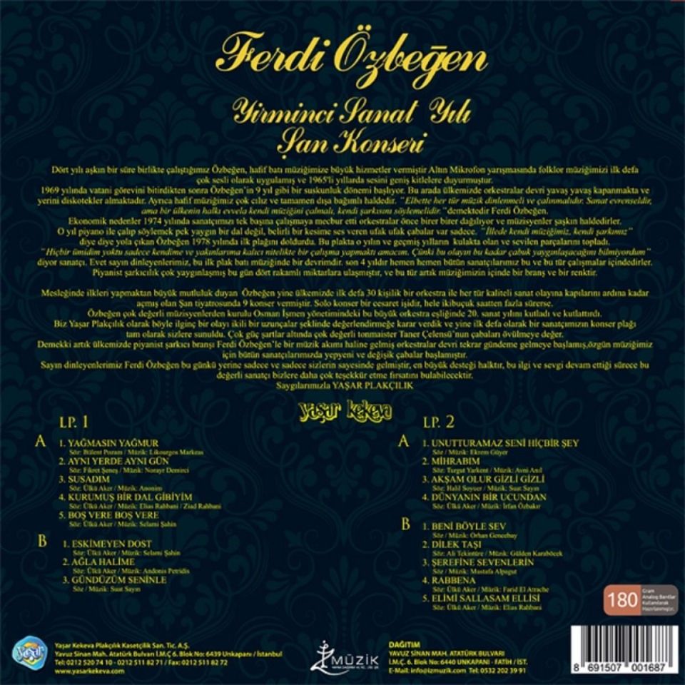 FERDİ ÖZBEĞEN - 20.SANAT YILI ŞAN KONSERİ (2 LP)