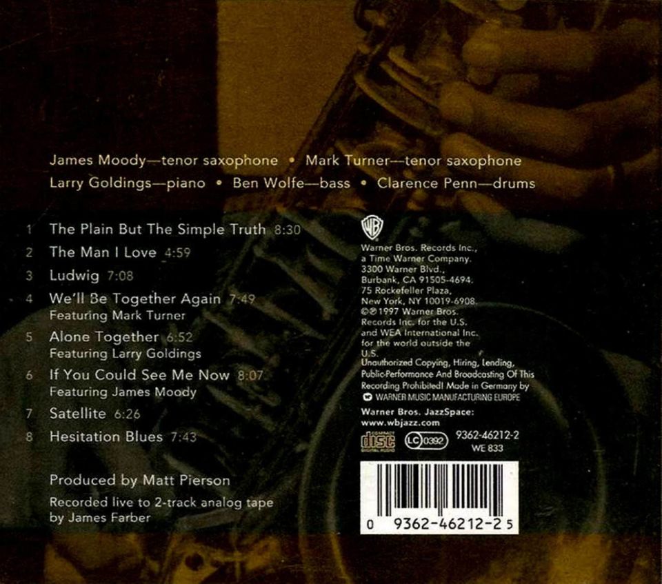 JAMES MOODY & MARK TURNER - THE TWO TENORS (WARNER JAMS VOL.2) (CD)(1997)