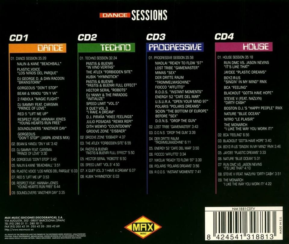 VARIOUS - DANCE SESSIONS (1997) (4 CD)