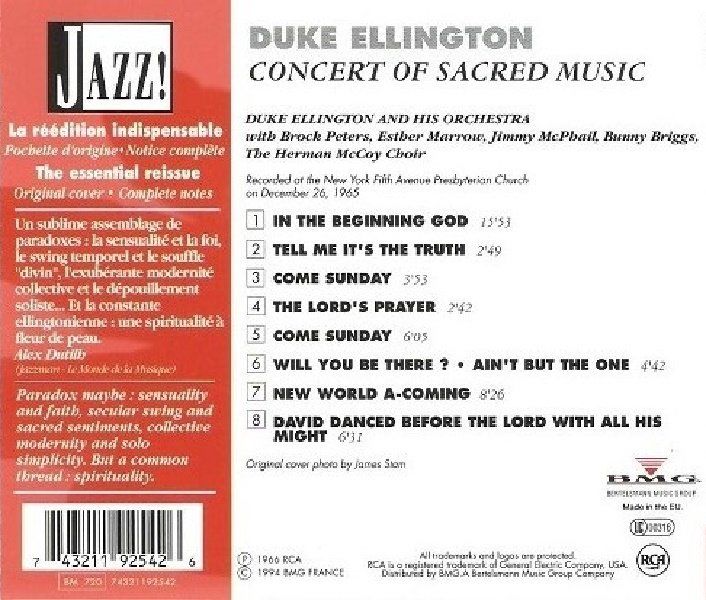 DUKE ELLINGTON - CONCERT OF SACRED MUSIC  (CD) (1996)