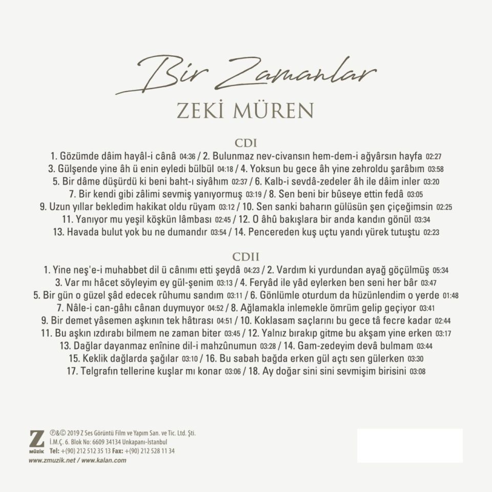 ZEKİ MÜREN - BİR ZAMANLAR (CD)