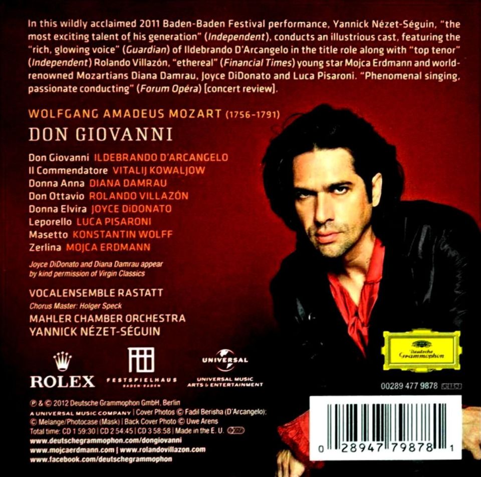 MOZART: DON GIOVANNI - D'ARCANGELO, PISARONI, DAMRAU, Di DONATA, VILLAZON, ERDMANN (3 CD) (2012)