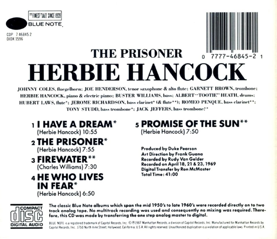 HERBIE HANCOCK - THE PRISONER (CD) (1987)