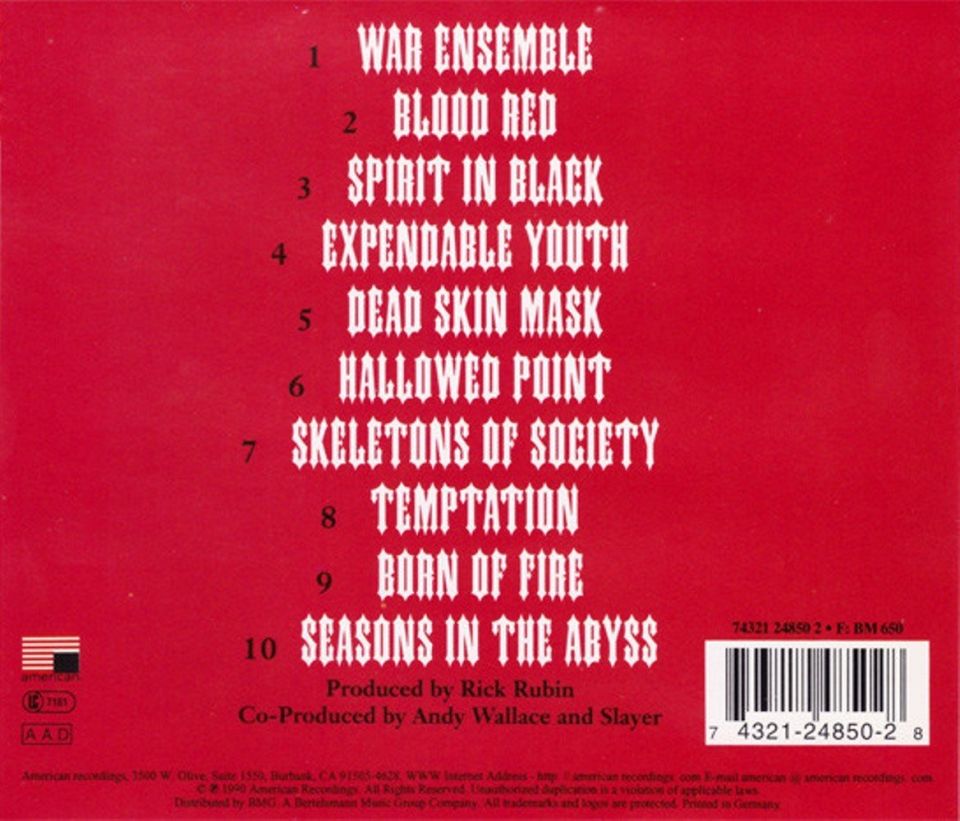 SLAYER - SEASONS IN THE ABYSS  (CD) (1990)
