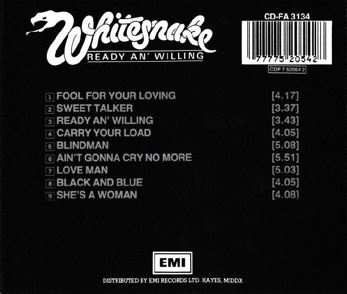 WHITESNAKE - READY AN' WILLING (CD) (1994)