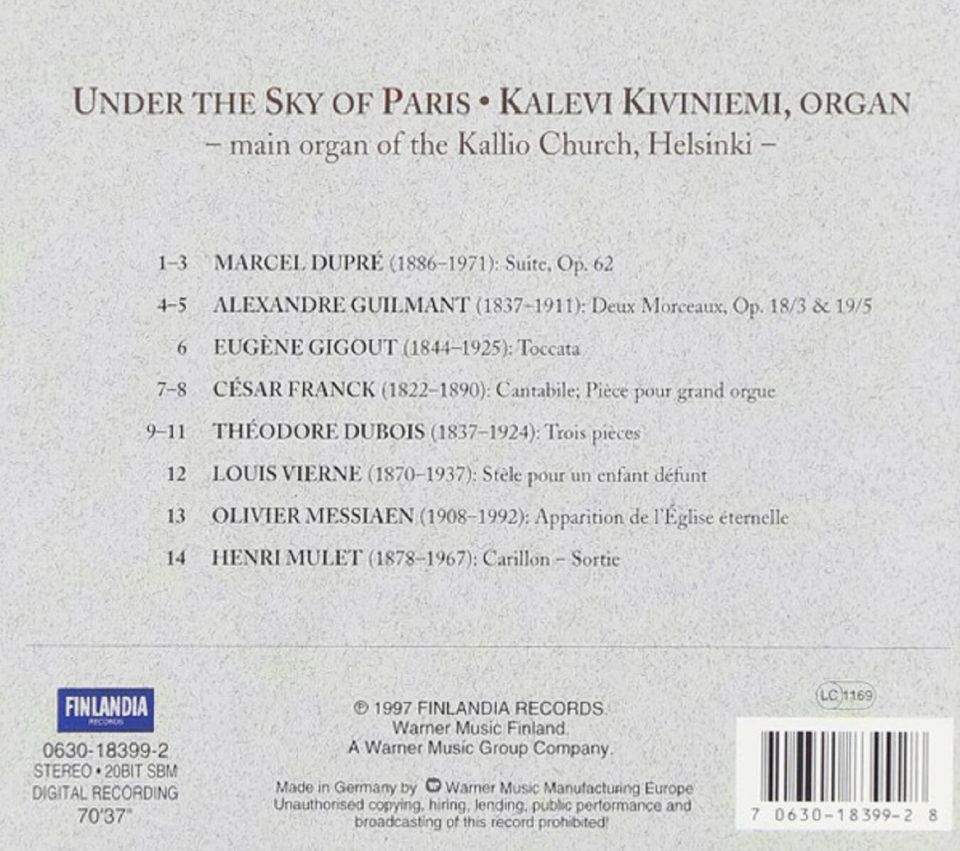 UNDER THE SKY OF PARIS - KALEVI KIVINIEMI (CD) (1997)