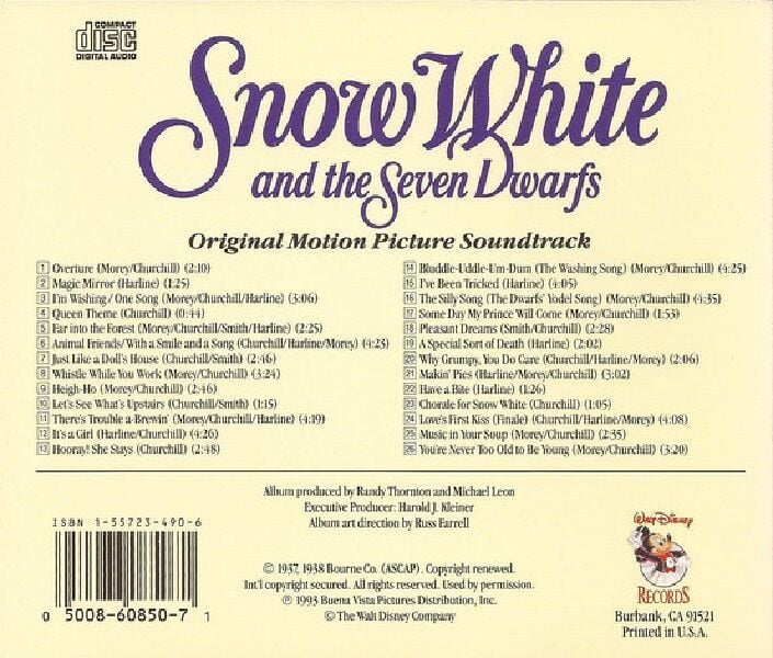 SNOW WHITE AND THE SEVEN DWARFS - SOUNDTRACK (CD)