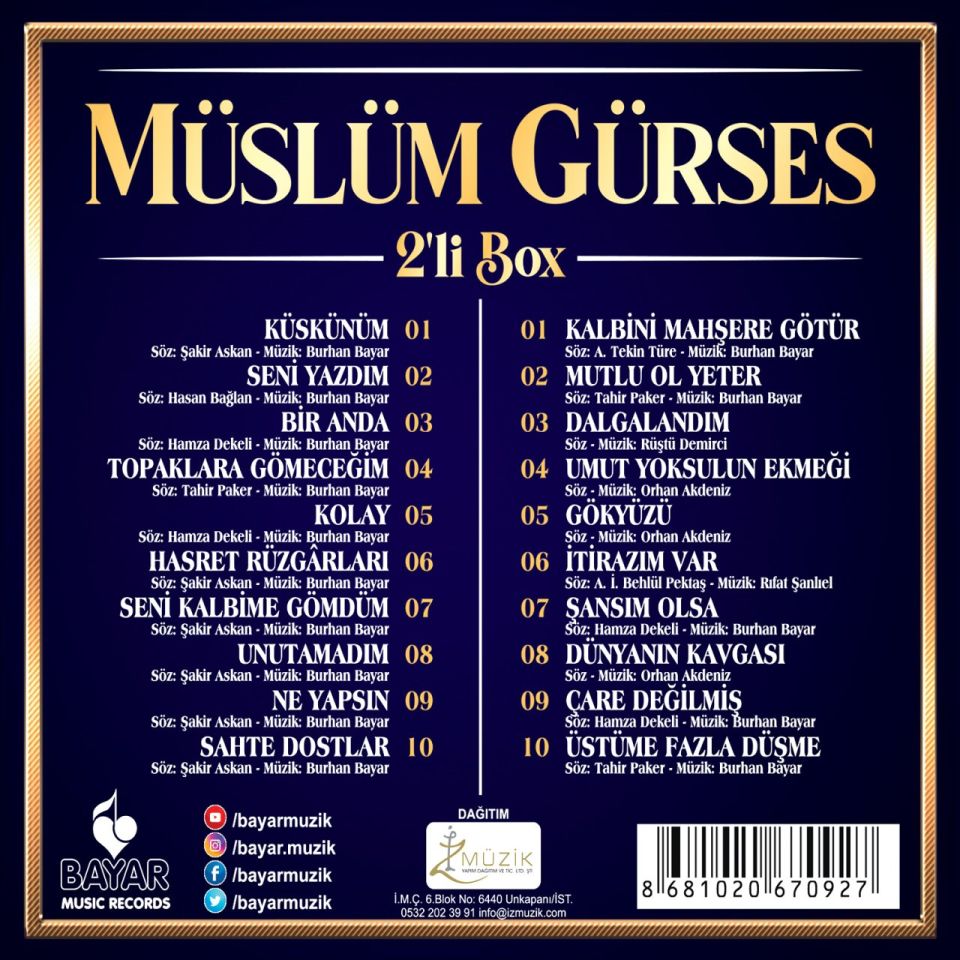 MÜSLÜM GÜRSES - 2'Lİ BOX (KÜSKÜNÜM VE  MUTLU OL YETER)