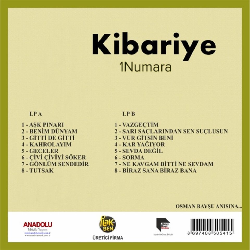 KİBARİYE - 1 NUMARA (LP)
