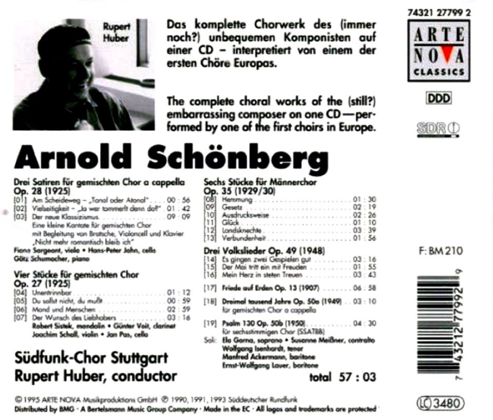 SCHONBERG ARNOLD - CHORAL WORKS SUDFUNK-CHOR STUTTGART (CD) (1995)