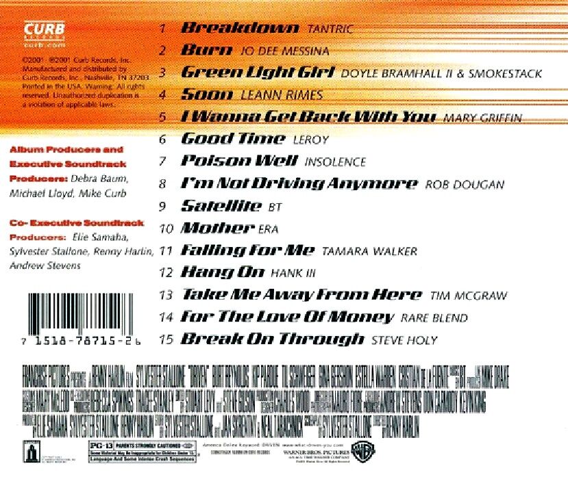 DRIVEN - SOUNDTRACK (CD) (2001)