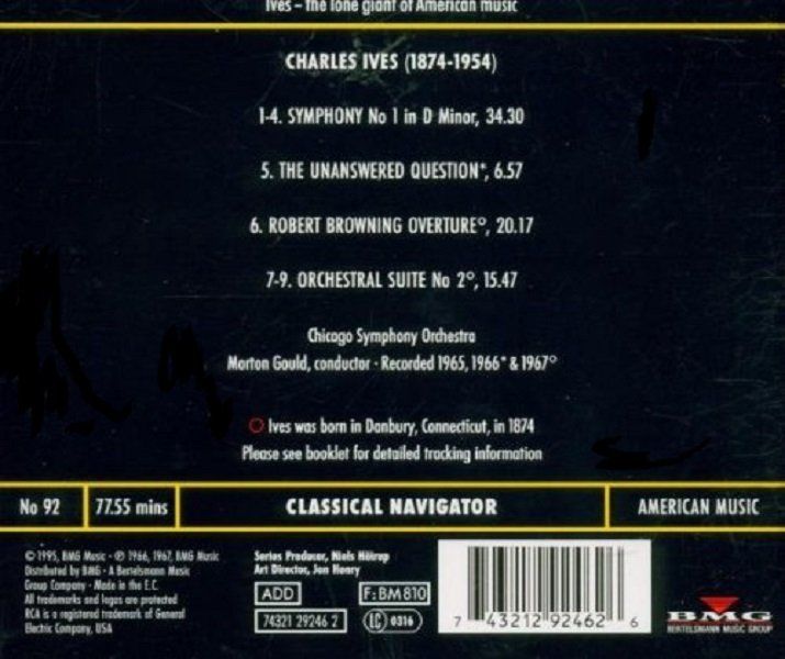 IVES - SYMPHONY NO.1  ORCHESTRAL SUITE NO.2  CHICAGO SYM. ORC. M. GOULD (CD) (1995)