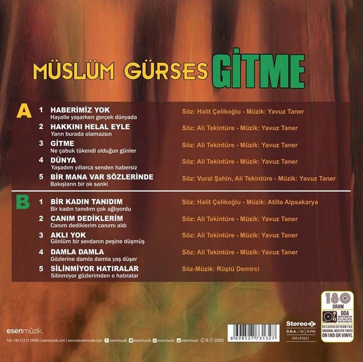 MÜSLÜM GÜRSES - GİTME (LP)