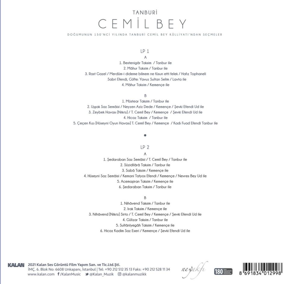 TANBURİ CEMİL BEY - KÜLLİYATTAN SEÇMELER (2 LP)