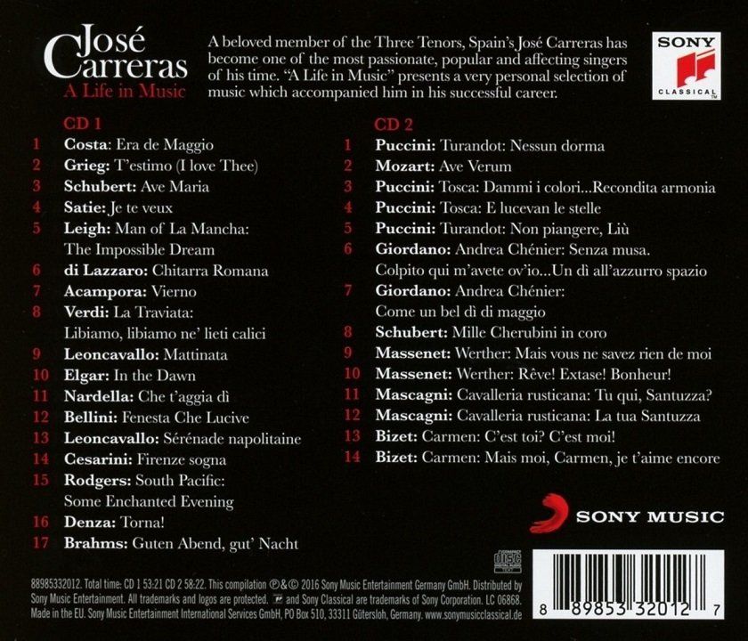 JOSE CARRERAS - A LIFE IN MUSIC (2 CD)