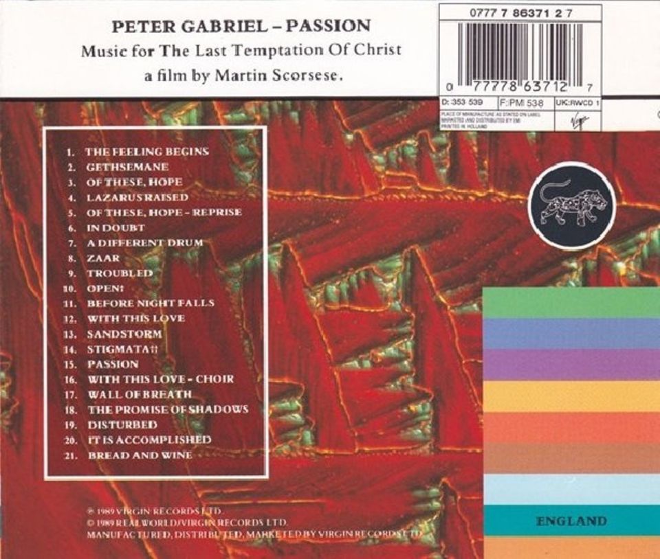 PETER GABRIEL - PASSION (1989) (CD)