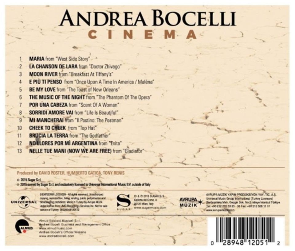 ANDREA BOCELLI - CINEMA (CD)