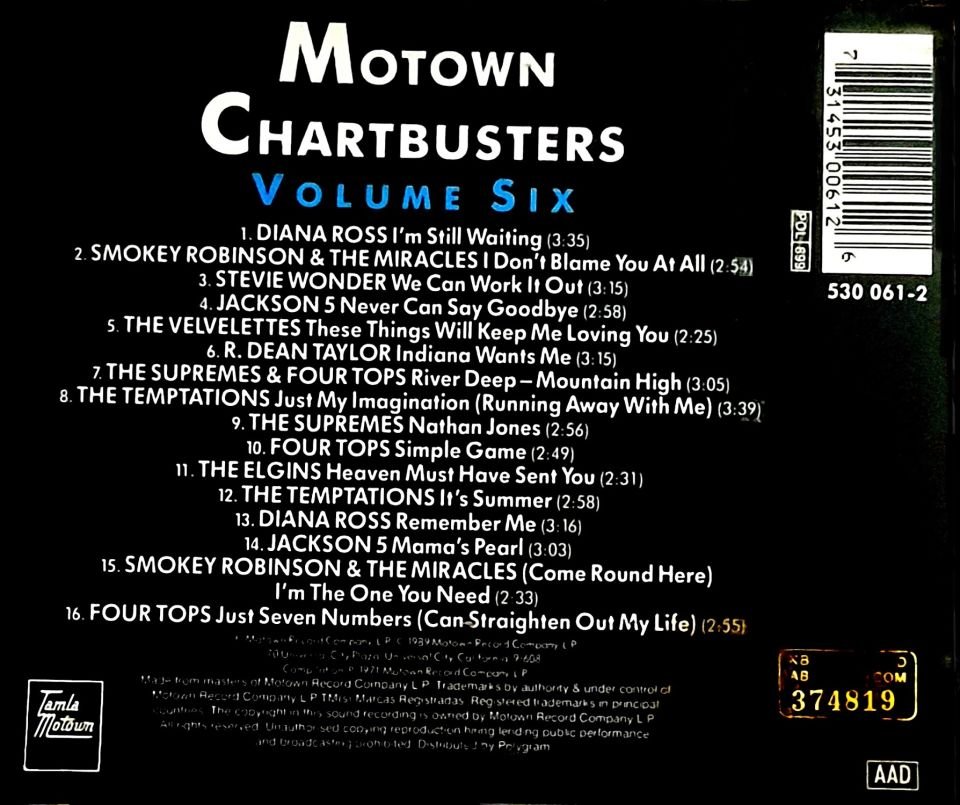 VARIOUS - MOTOWN CHARTBUSTERS VOL SIX (CD) (1989)