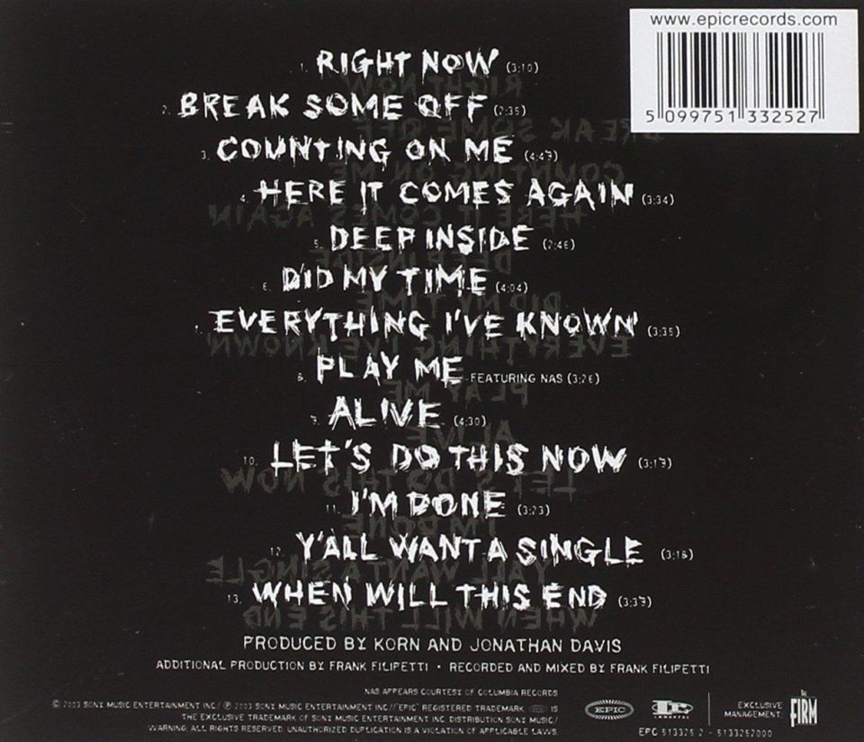 KORN - TAKE A LOOK IN THE MIRROR (CD) (2003)